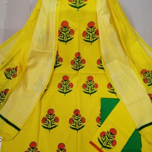 Cotton block 3piece with shuti orna- 482