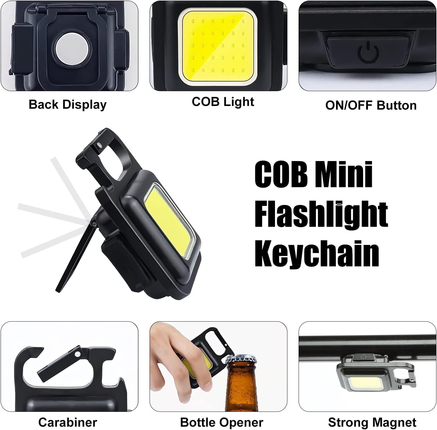 Multi-functional Outdoor Keychain Light with 800Lm COB and 3 Lighting Modes - Image 2