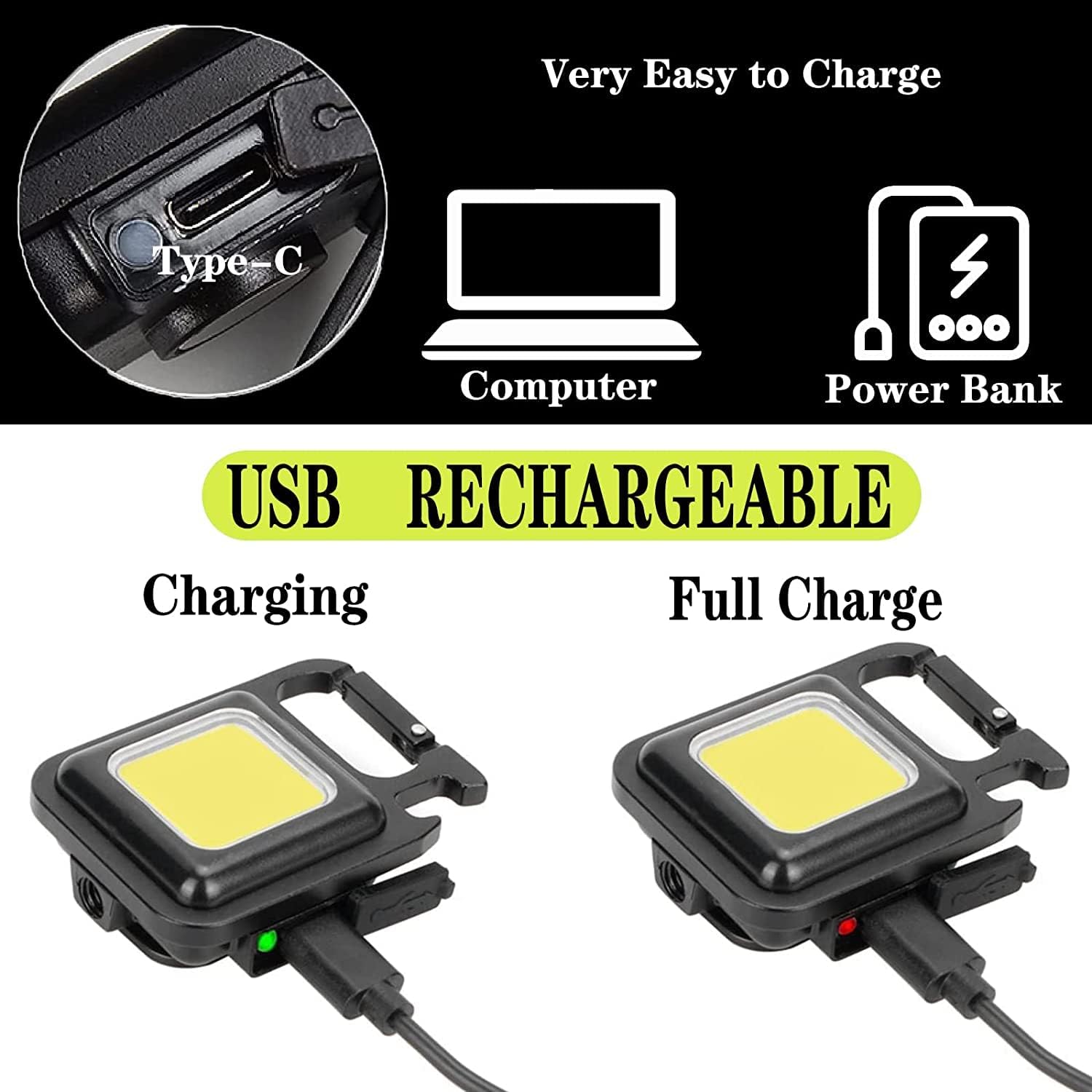 Multi-functional Outdoor Keychain Light with 800Lm COB and 3 Lighting Modes - Image 5
