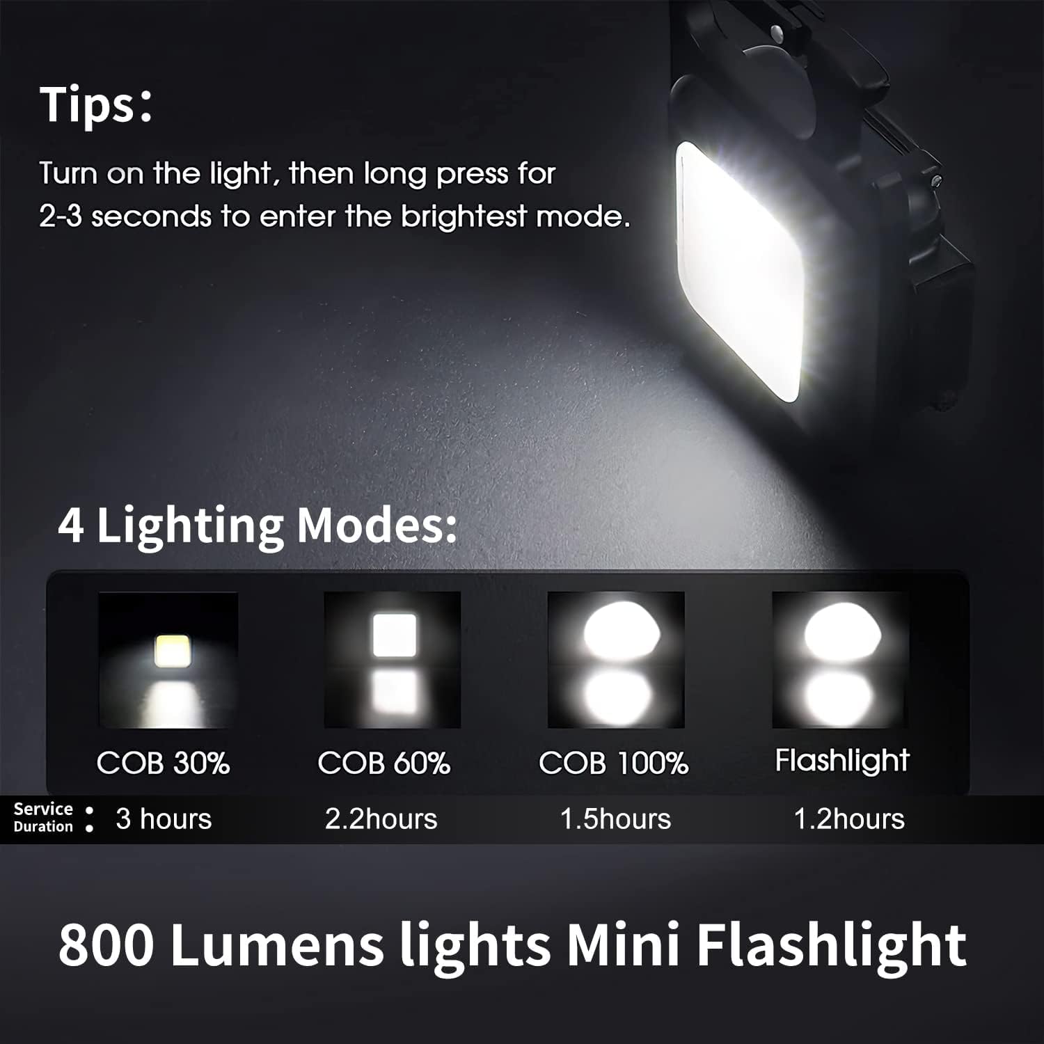 Multi-functional Outdoor Keychain Light with 800Lm COB and 3 Lighting Modes - Image 8