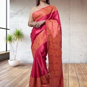 Solid Color Printed Silk Sharee