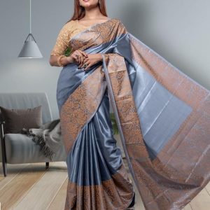 Solid Color Printed Silk Sharee